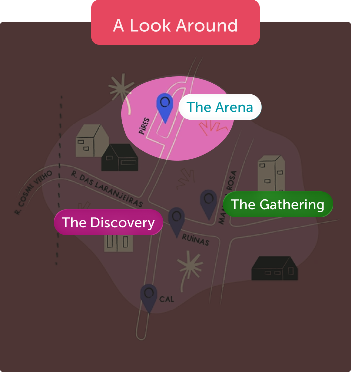 Neighbourhood map highlighting The Arena